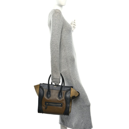 Celine Satin Calfskin Suede Mini Tri-Color Luggage Olive 2 of 11