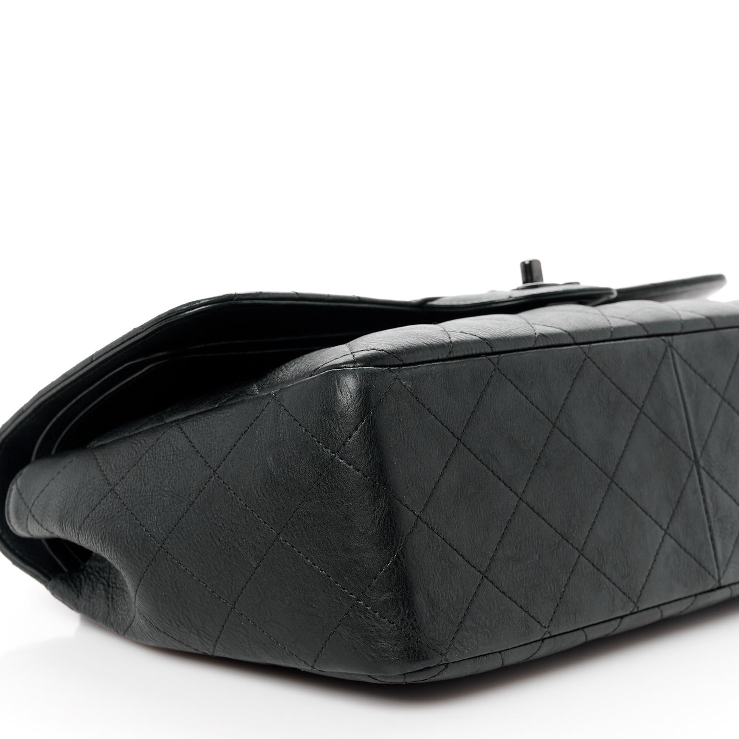 Crumpled Calfskin Quilted Jumbo Double Flap So Black