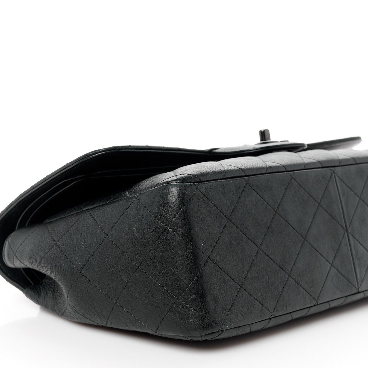 Chanel Crumpled Calfskin Quilted Jumbo Double Flap So Black 10 of 11