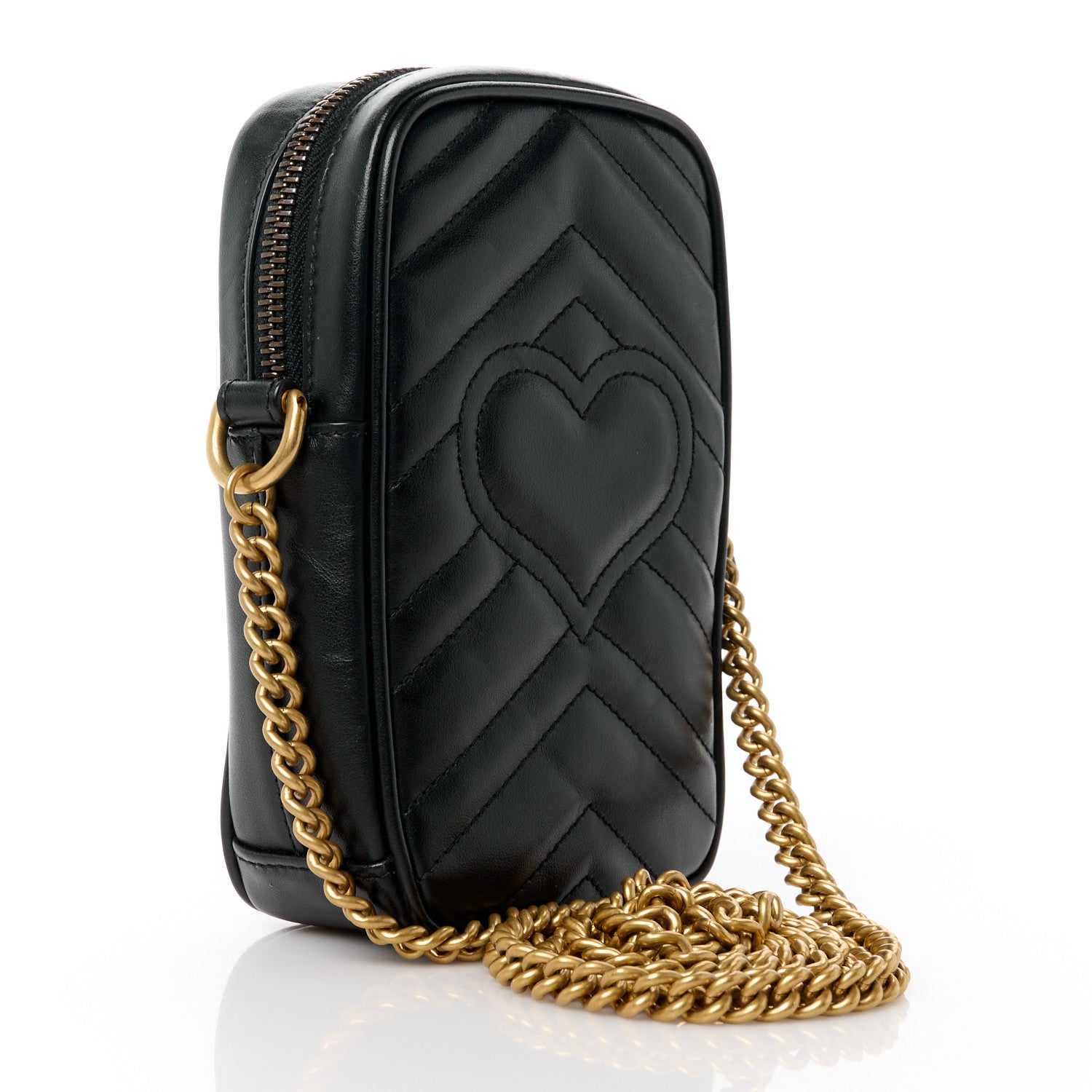 Gucci Calfskin Matelasse Mini GG Marmont Crossbody Bag Black 3 of 10