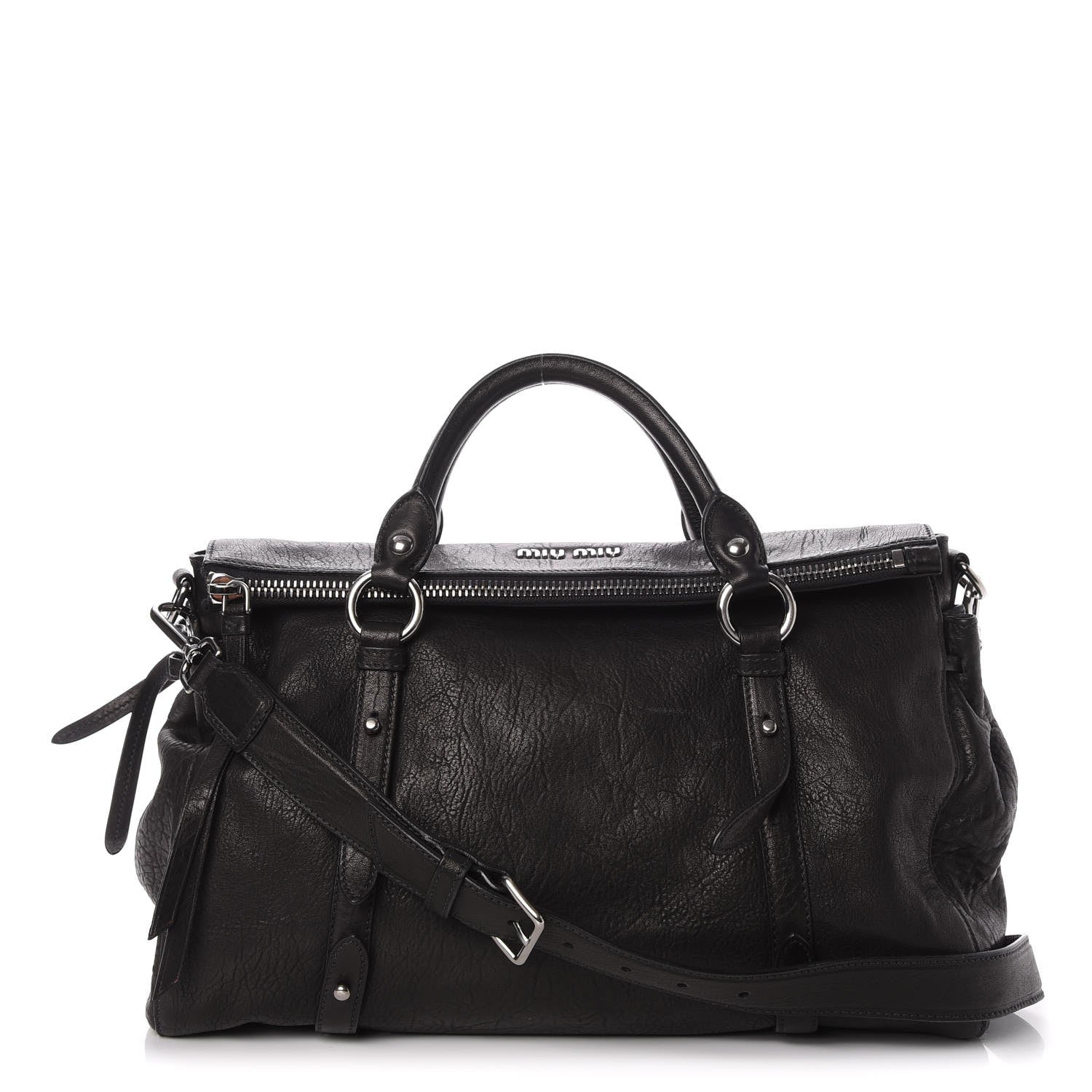Miu Miu Nappa Monk Satchel Nero Black 1 of 7