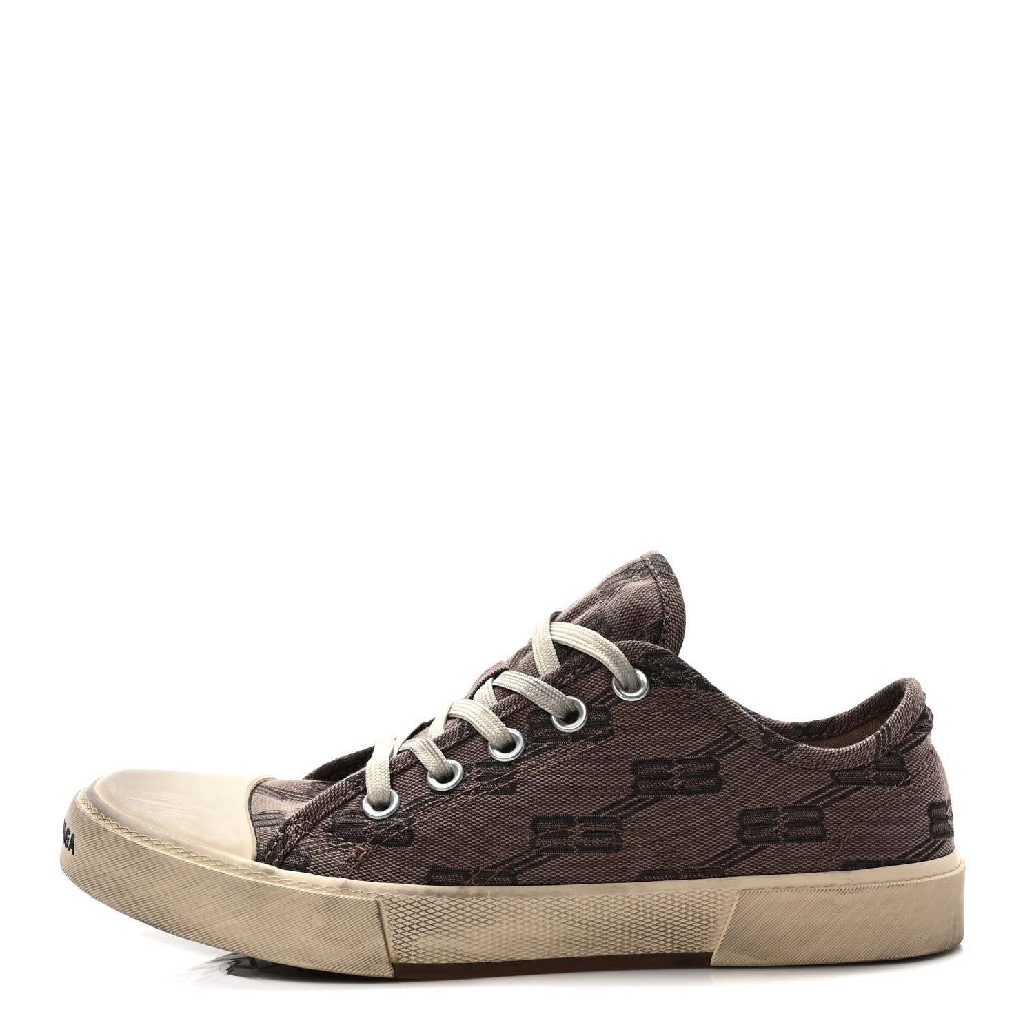 Balenciaga Jacquard BB Monogram Distressed Womens Paris Low Top Sneakers 40 Dark Mink Grey Brown 1 of 8