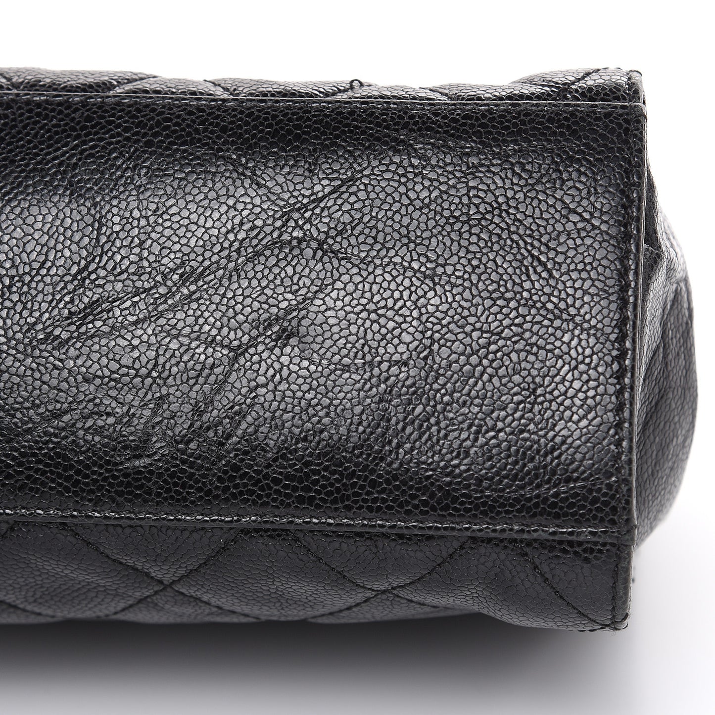 Crumpled Grained Calfskin Jumbo CC Crave Flap Black