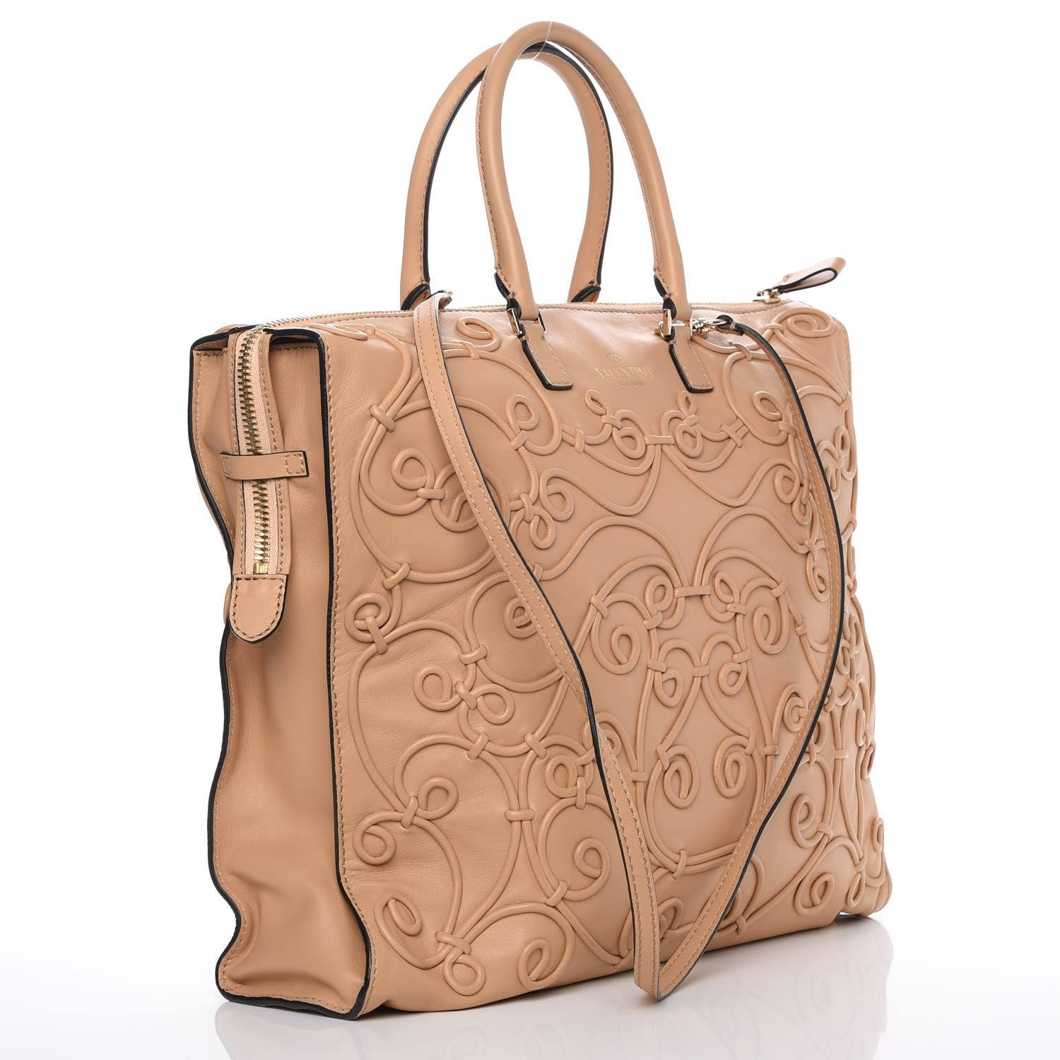 Valentino Garavani Nappa Intricate Soutache Tote Camel 3 of 7