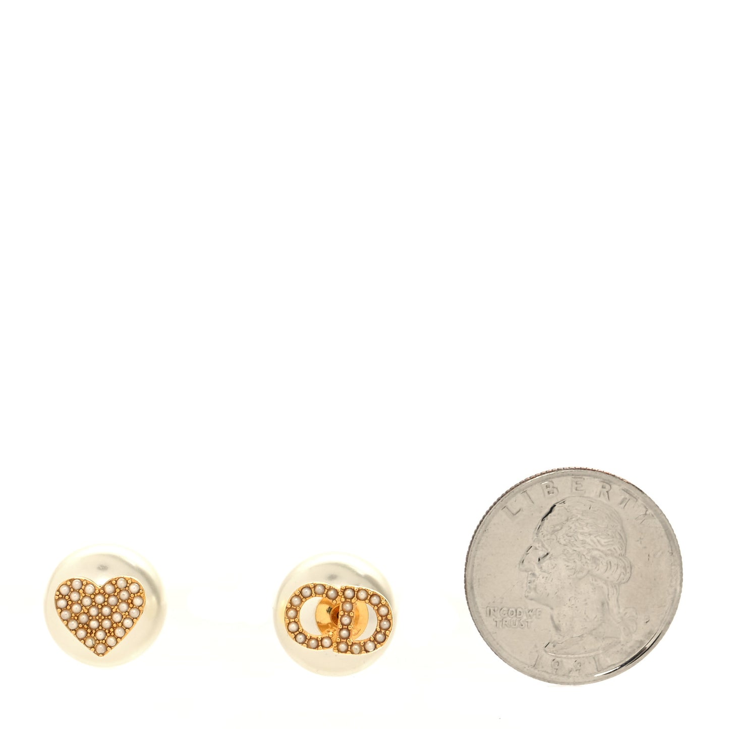 Pearl Heart Tribal CD Earrings Gold