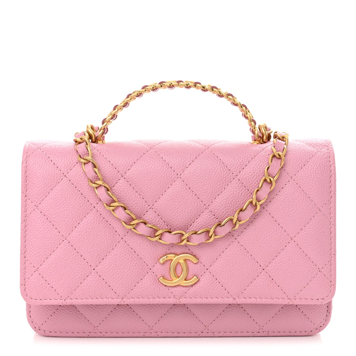 Chanel Shiny Caviar Quilted Pick Me Up Wallet On Chain WOC Pink 1 of 12