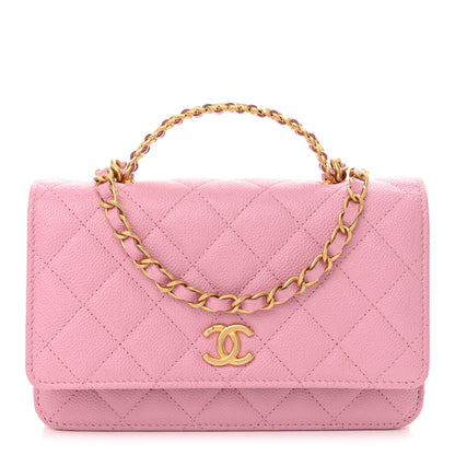 Chanel Shiny Caviar Quilted Pick Me Up Wallet On Chain WOC Pink 1 of 12