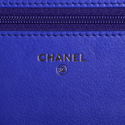 Chanel Calfskin Quilted Fancy CC Wallet On Chain WOC Blue 6 of 11
