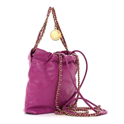 Chanel Shiny Calfskin Quilted Mini Chanel 22 Purple 3 of 11