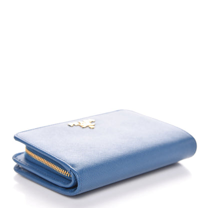 Prada Saffiano Metal Compact Wallet Cobalto 4 of 8