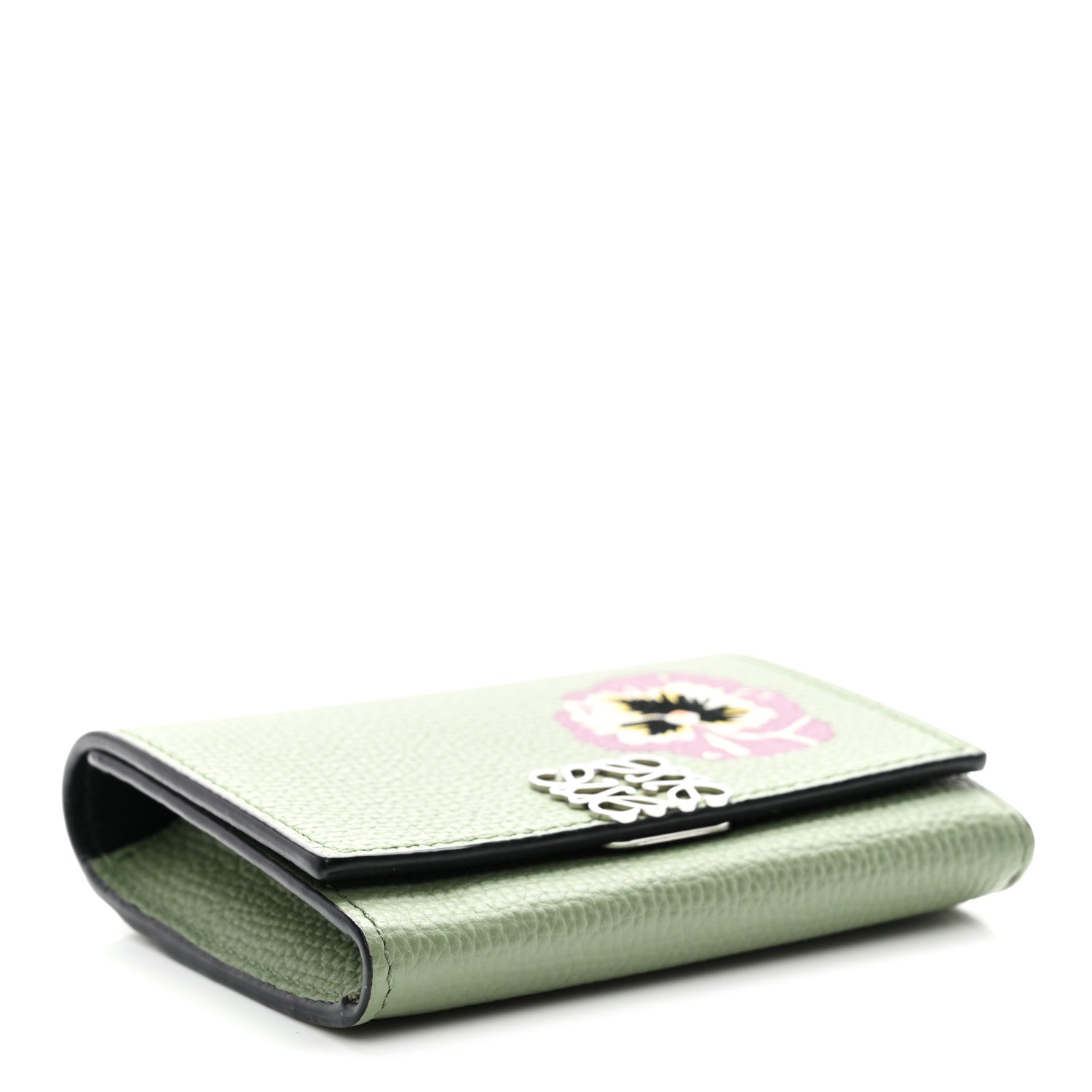 Loewe Pebble Grain Calfskin Pansies Print Coin Cardholder Rosemary 4 of 6