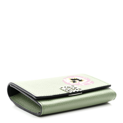 Loewe Pebble Grain Calfskin Pansies Print Coin Cardholder Rosemary 4 of 6