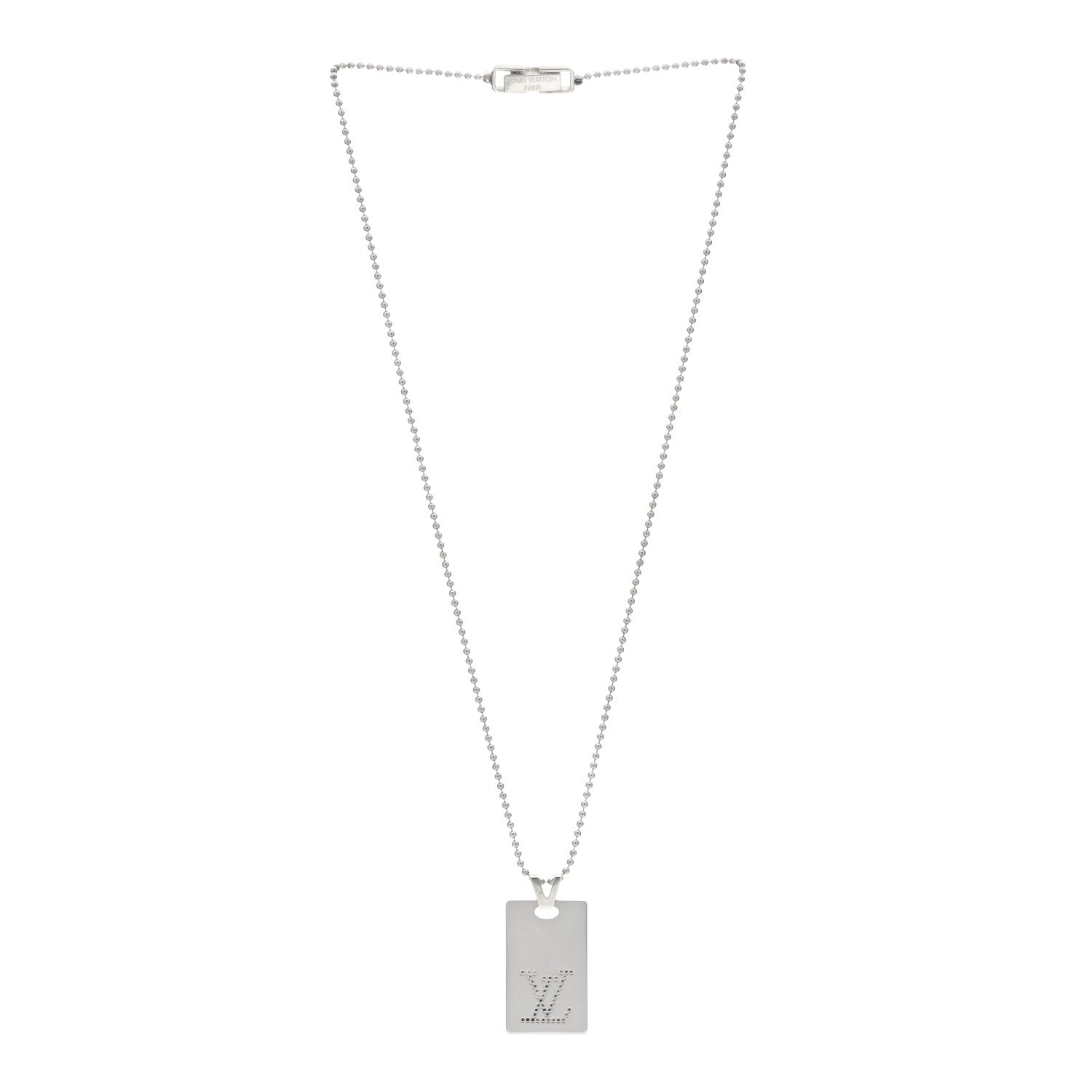 Louis Vuitton Sterling Silver LV Dog Tag Necklace 2 of 4