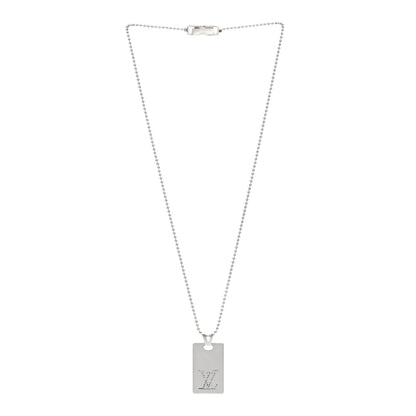 Louis Vuitton Sterling Silver LV Dog Tag Necklace 2 of 4