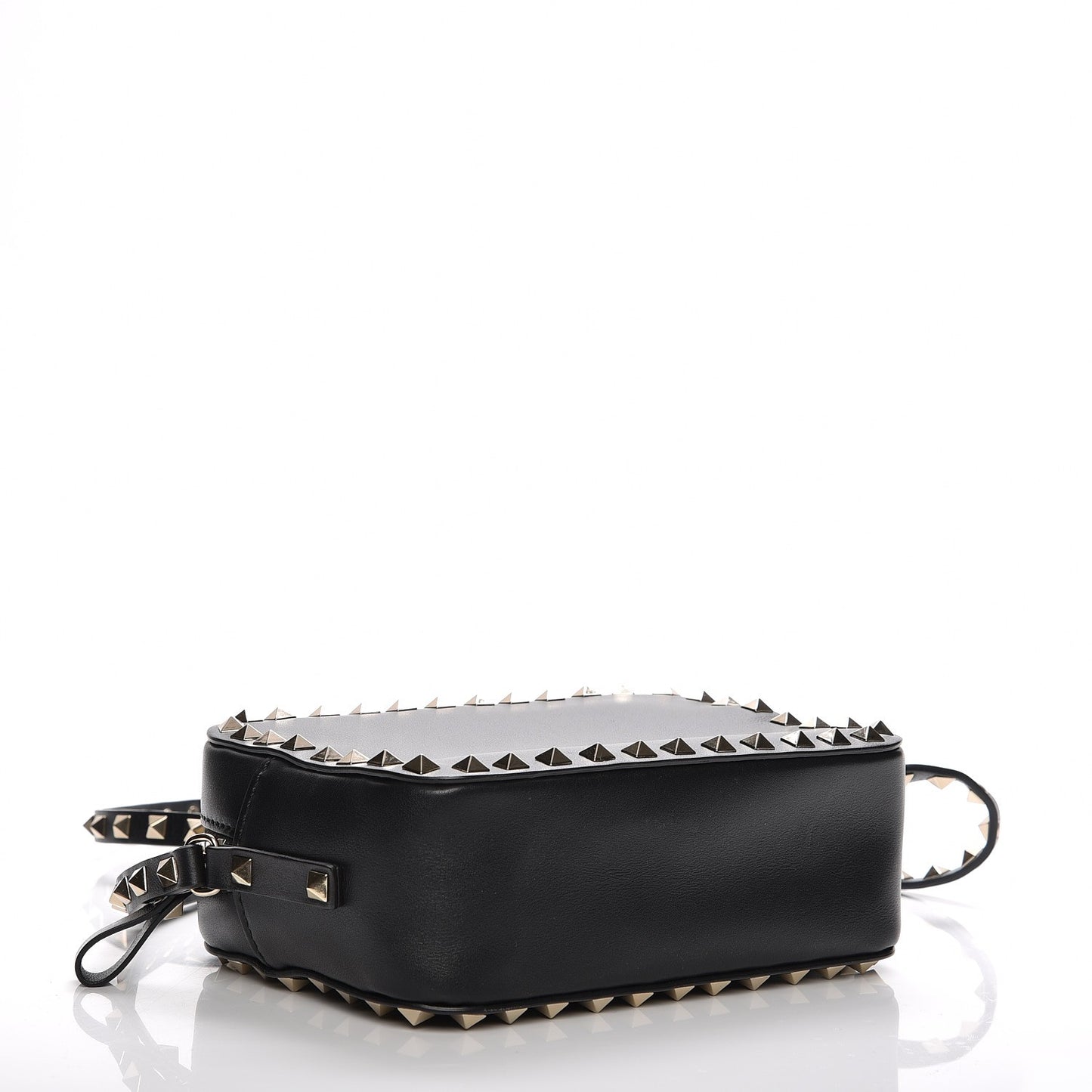 Calfskin Rockstud Camera Crossbody Bag Black