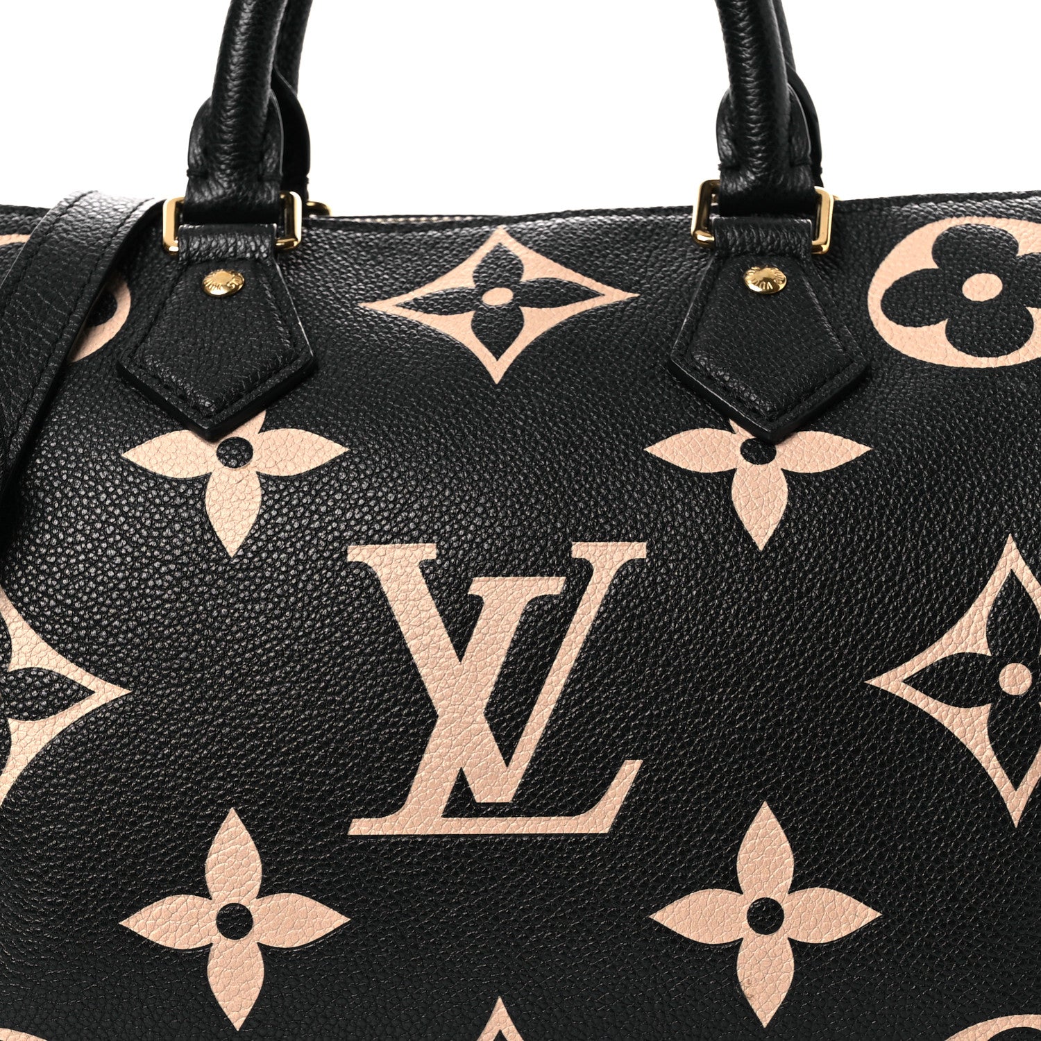 Louis Vuitton Empreinte Monogram Giant Speedy Bandouliere 25 Black Beige 7 of 12