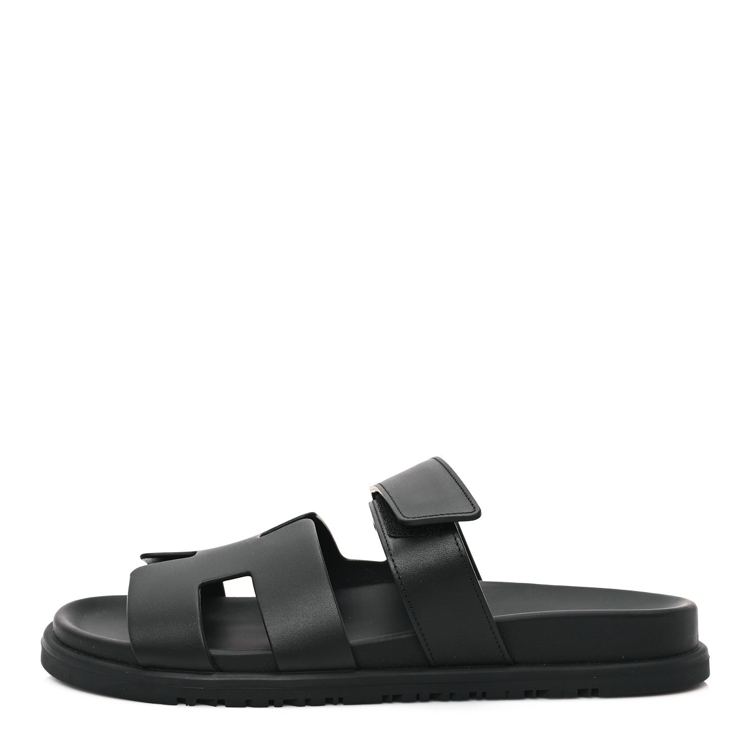 Hermes Calfskin Womens Chypre Sandals 38.5 Black 1 of 10