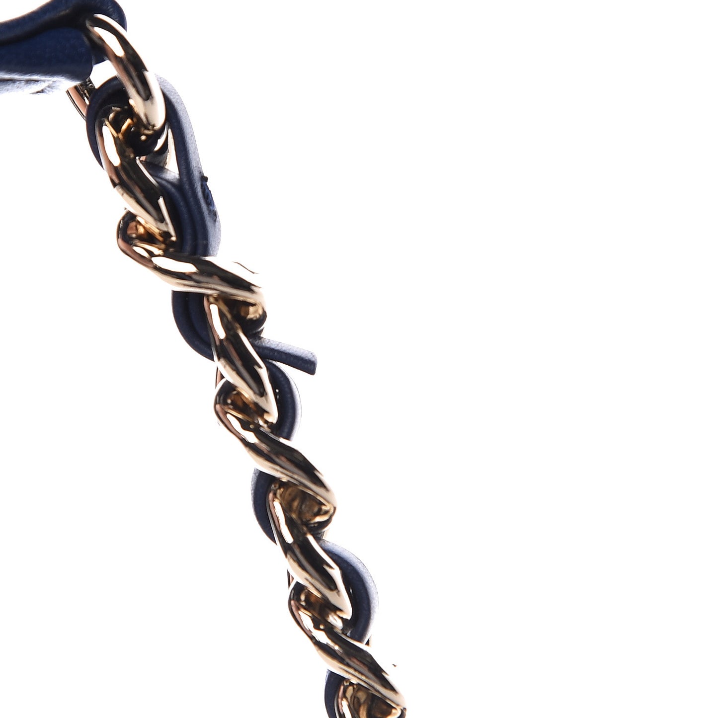 Lambskin Quilted Resin Bi-Color Chain Flap Bag Navy
