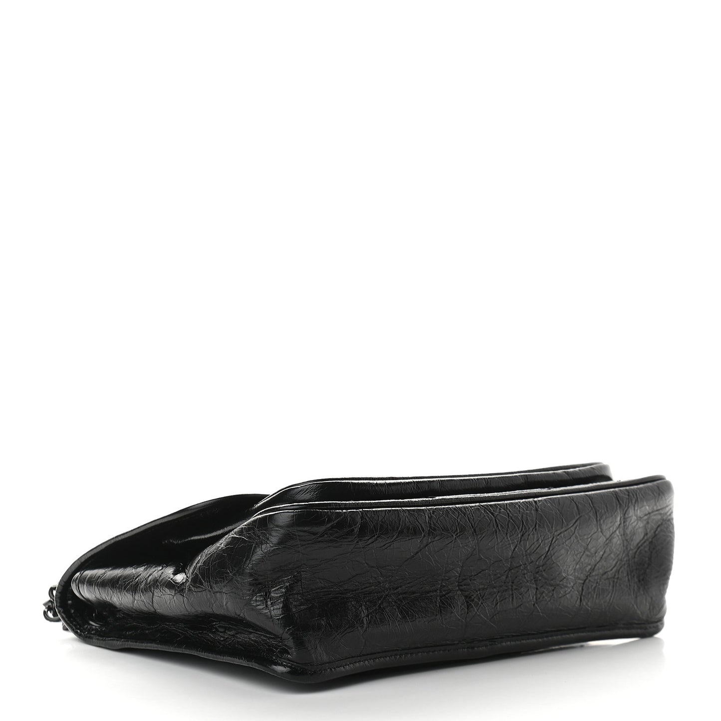 Crinkled Calfskin Matelasse Monogram Medium Niki Chain Satchel Black