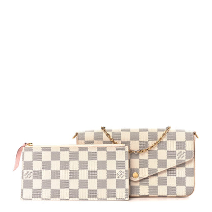 Louis Vuitton Damier Azur Pochette Felicie Chain Wallet Rose Ballerine 1 of 13