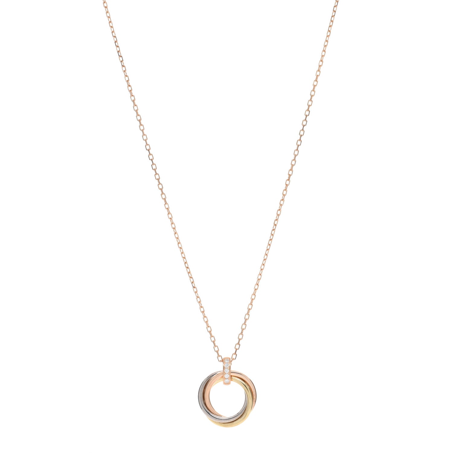 Cartier 18K Pink White Yellow Gold Diamond Trinity Pendant Necklace 1 of 4