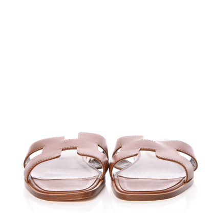 Hermes Box Calfskin Oran Sandals 40 Gold 2 of 9
