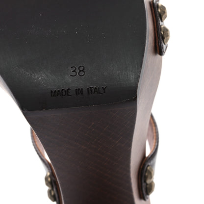 Saint Laurent Calfskin Joan 100 Sandals 38 Brown 7 of 9