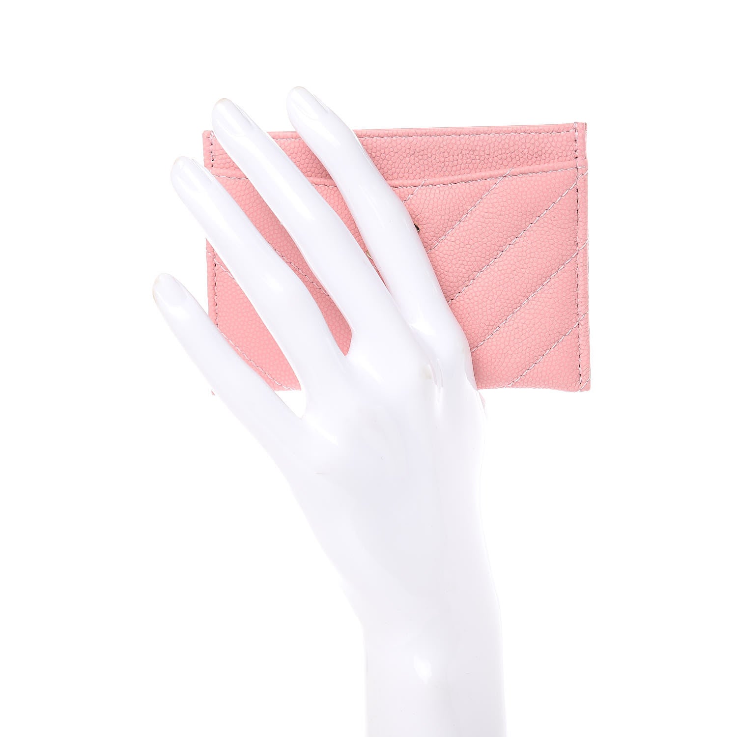 Chanel Caviar Chevron Quilted Card Holder Pink 2 of 9