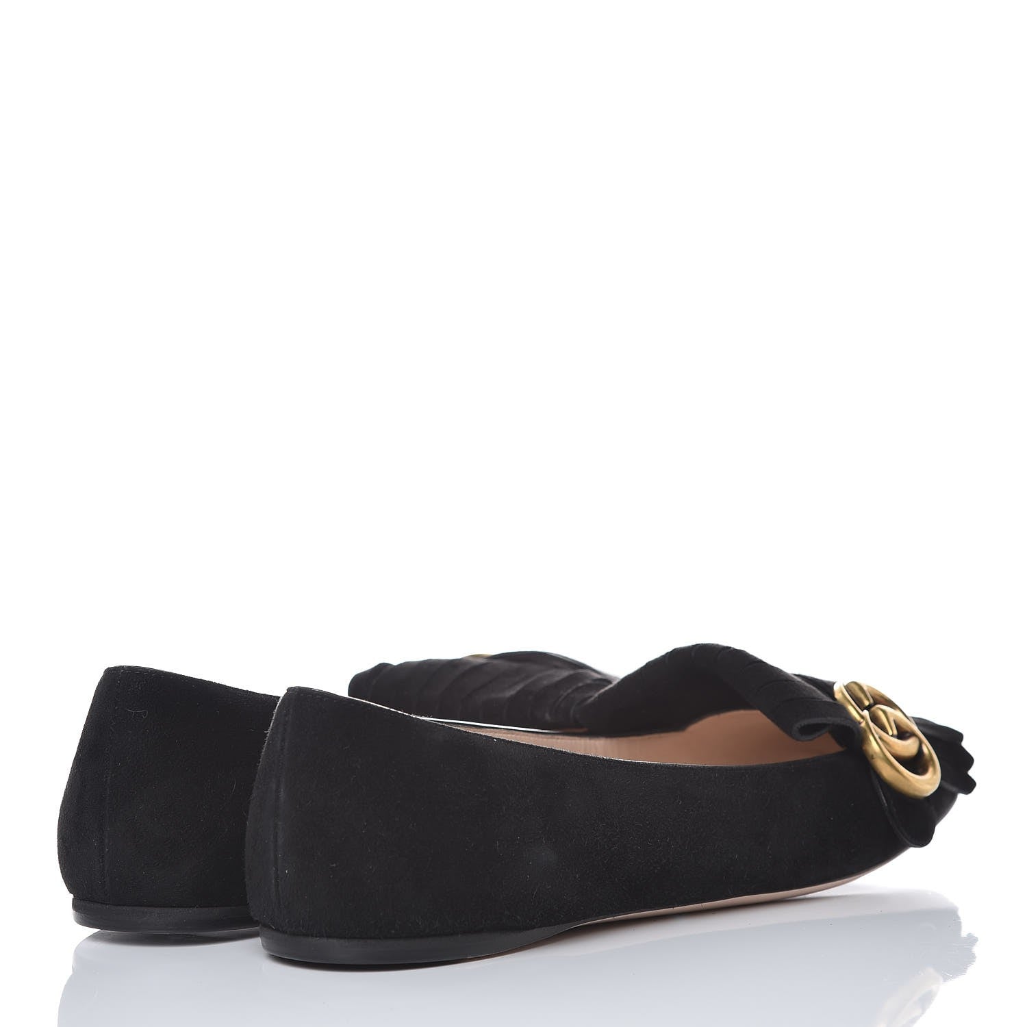 Gucci Kid Scamosciato GG Marmont Fringe Flats 38 Black 4 of 9