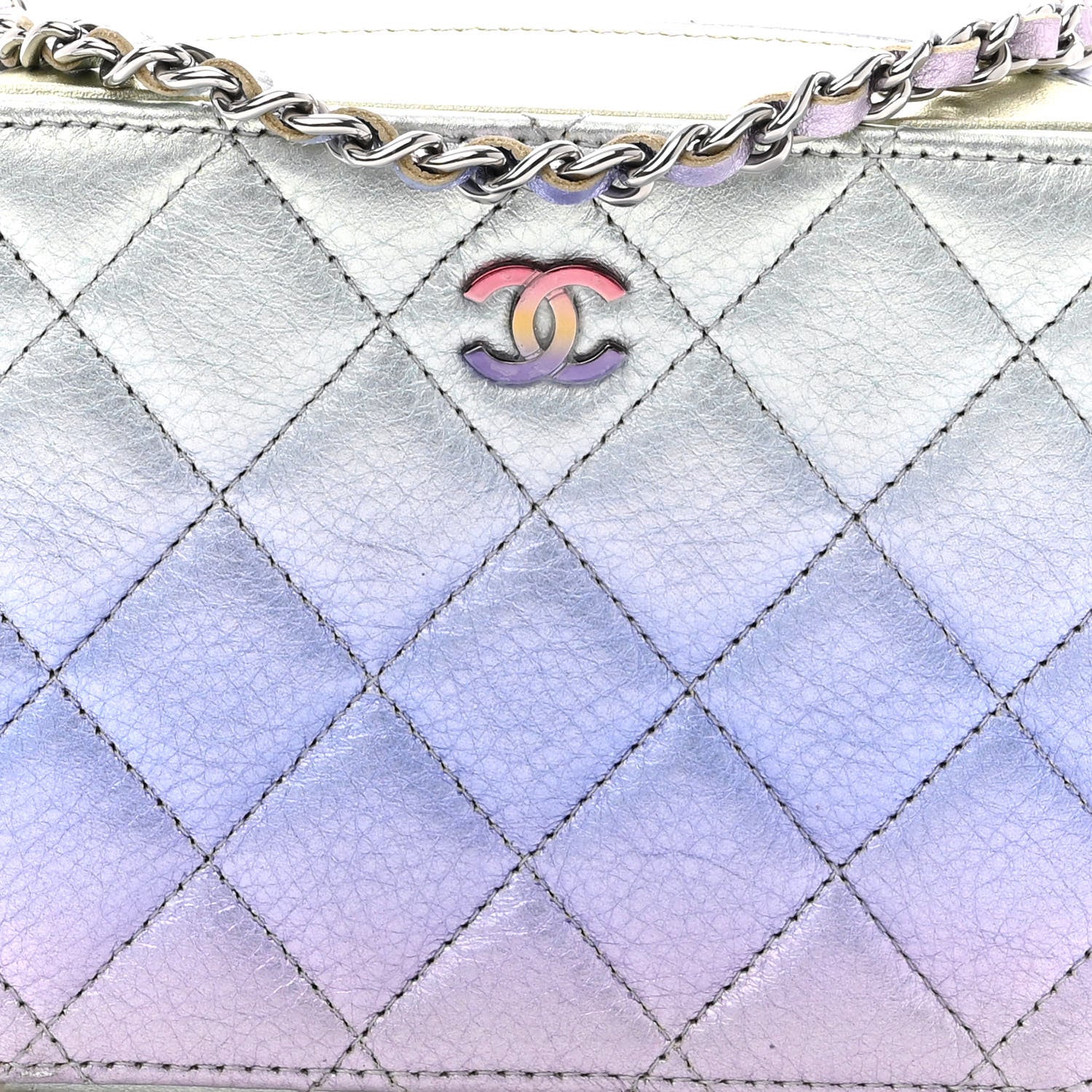 Chanel Metallic Gradient Calfskin Quilted Camera Case Blue Yellow Purple 8 of 11