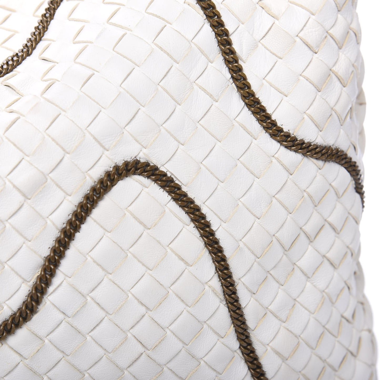 Nappa Intrecciato Medium Veneta Chain Hobo White