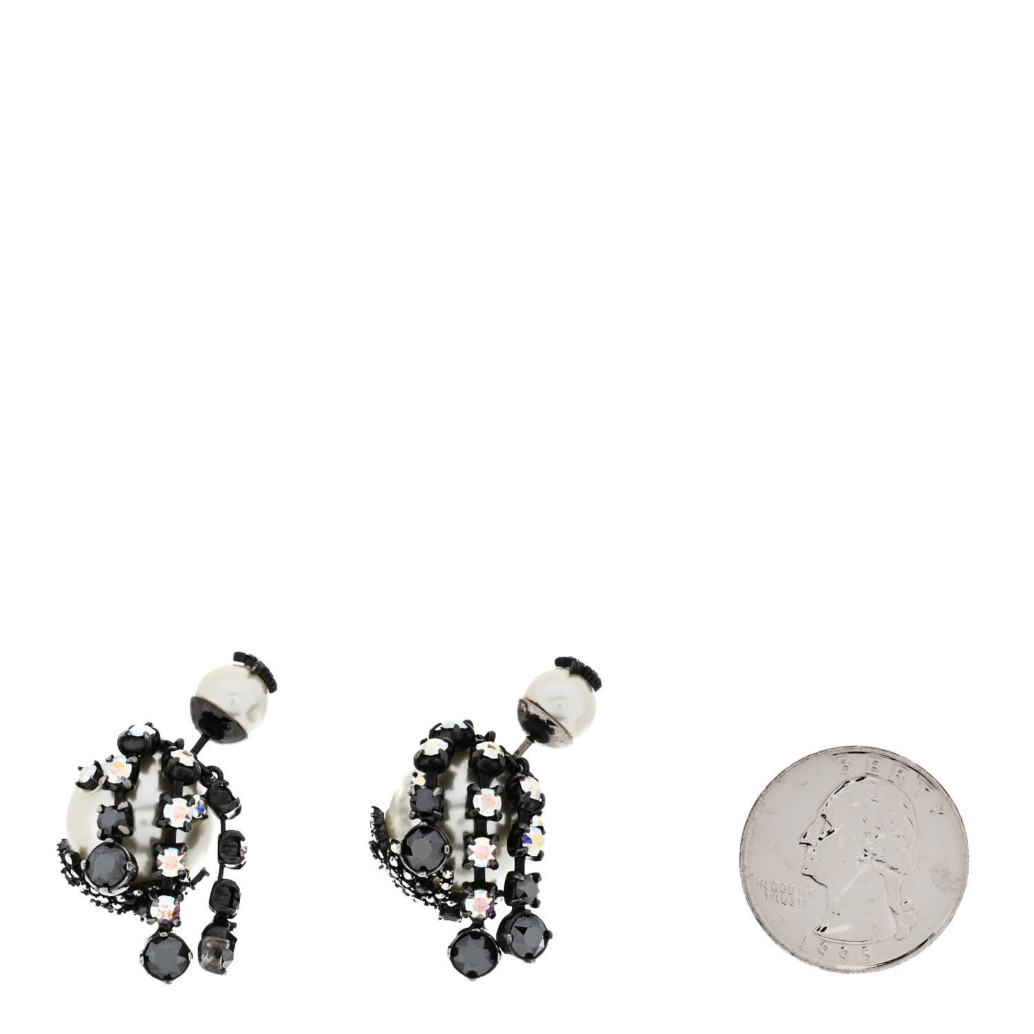 Christian Dior Pearl Crystal Tribales Butterfly Star Dangle Earrings Ruthenium Multicolor 2 of 6