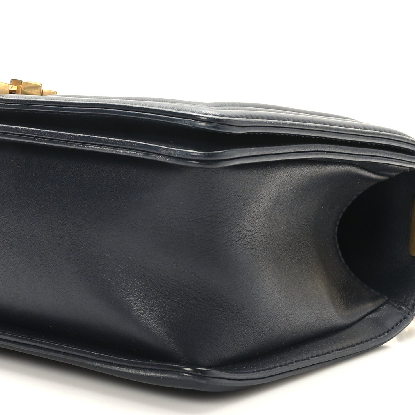 Caviar Suede Calfskin Chevron Medium Boy Flap Navy