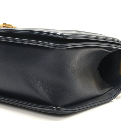 Chanel Caviar Suede Calfskin Chevron Medium Boy Flap Navy 9 of 9