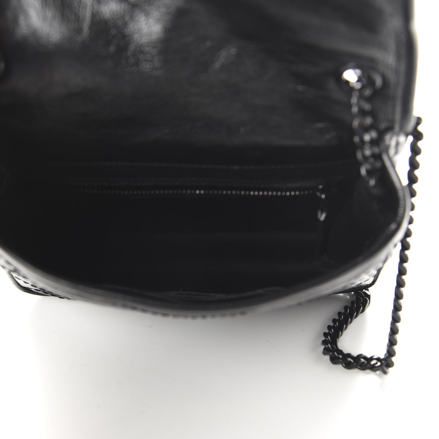 Saint Laurent Crinkled Calfskin Matelasse Monogram Niki Chain Wallet Black 5 of 9