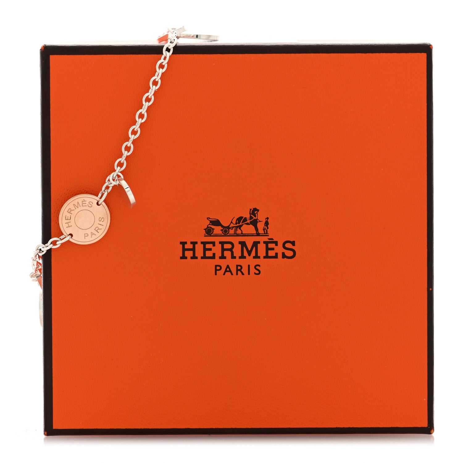 Hermes Sterling Silver 18K Rose Gold Ex-Libris Bracelet LG 4 of 4