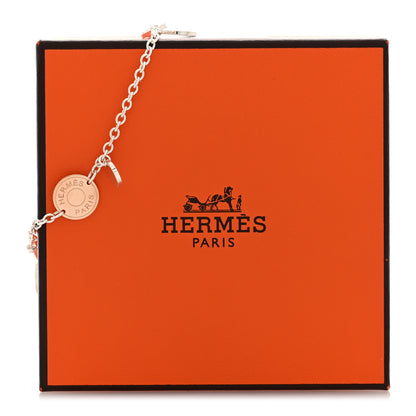 Hermes Sterling Silver 18K Rose Gold Ex-Libris Bracelet LG 4 of 4