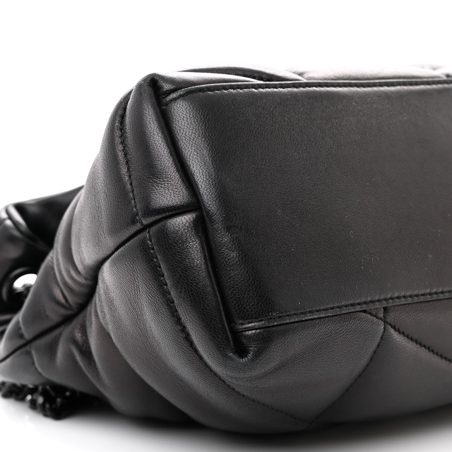 Saint Laurent Lambskin Quilted Monogram Monochrome Medium Loulou Puffer Chain Satchel Black 9 of 13