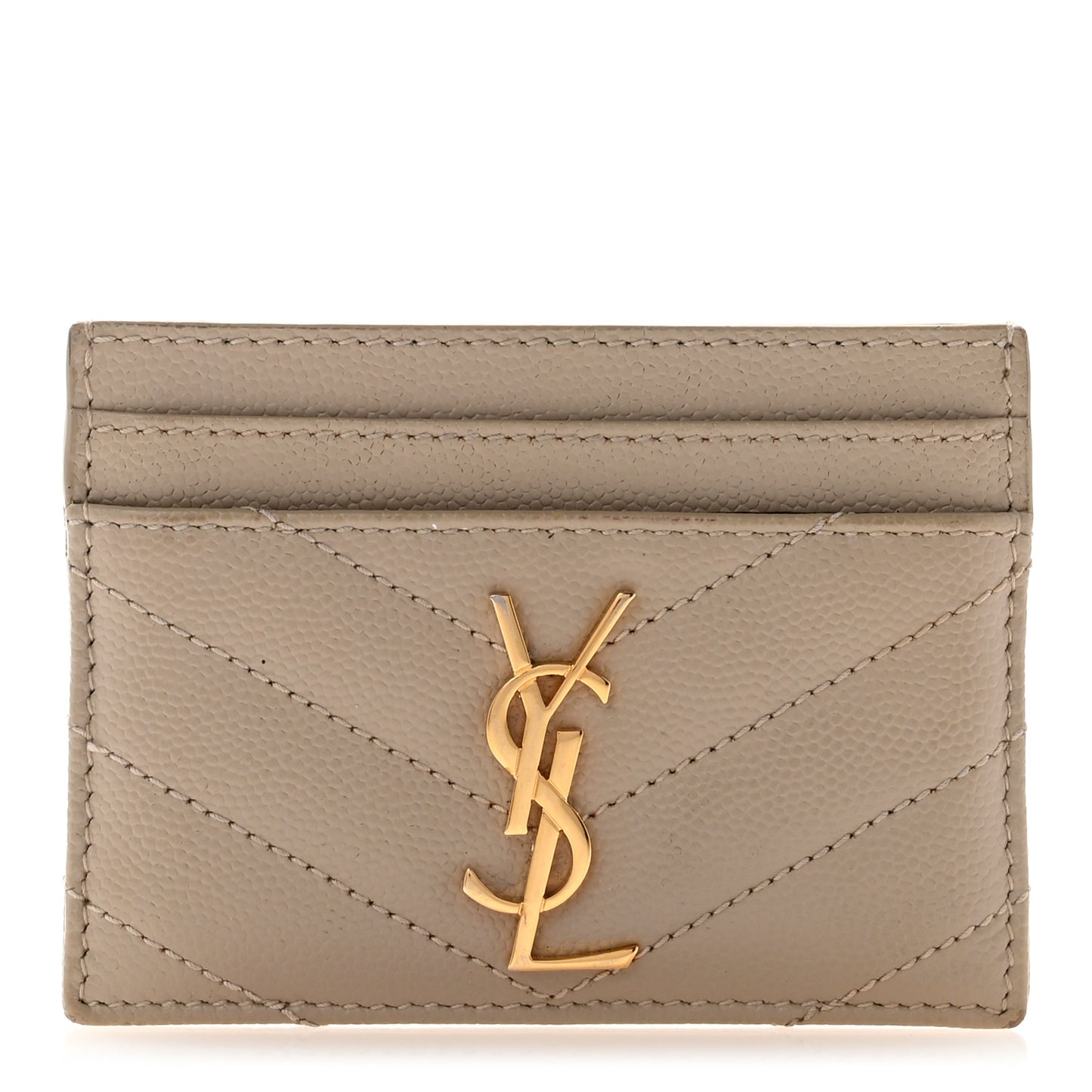 Grain De Poudre Matelasse Chevron Monogram Credit Card Case Nude Powder