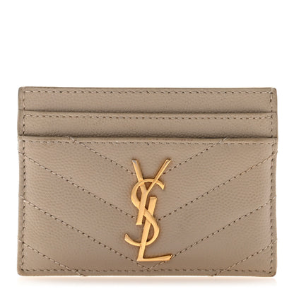Saint Laurent Grain De Poudre Matelasse Chevron Monogram Credit Card Case Nude Powder 1 of 8