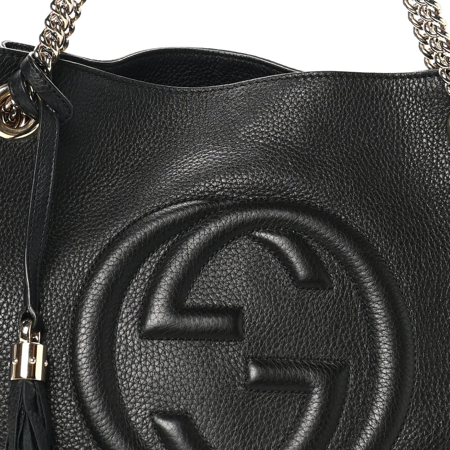 Pebbled Calfskin Medium Soho Chain Shoulder Bag Black
