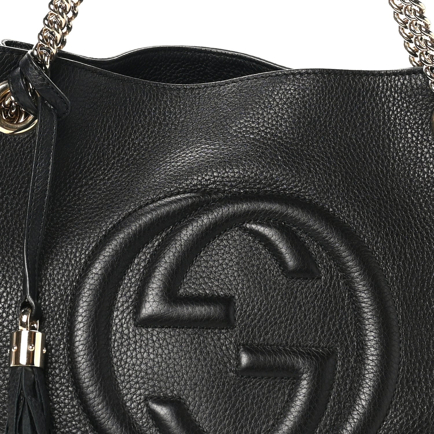 Gucci Pebbled Calfskin Medium Soho Chain Shoulder Bag Black 8 of 10