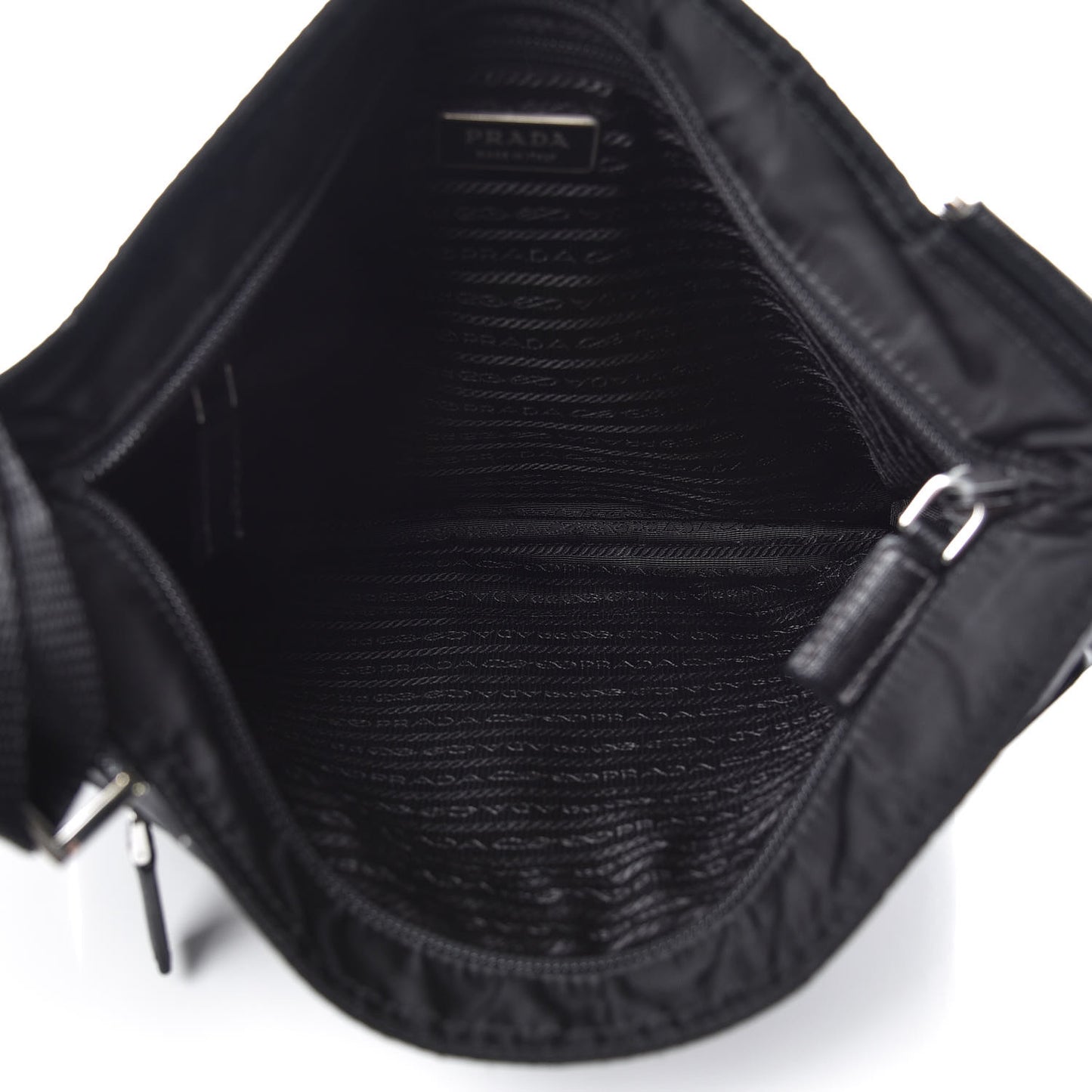 Nylon Flat Messenger Bag Black