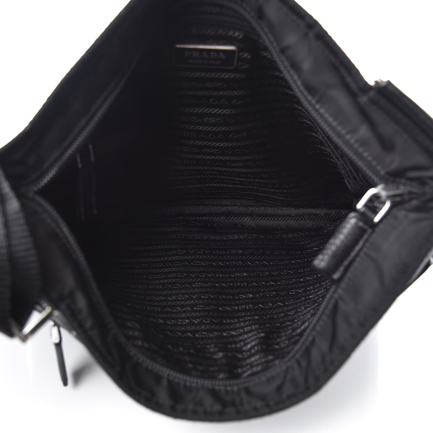 Prada Nylon Flat Messenger Bag Black 5 of 10