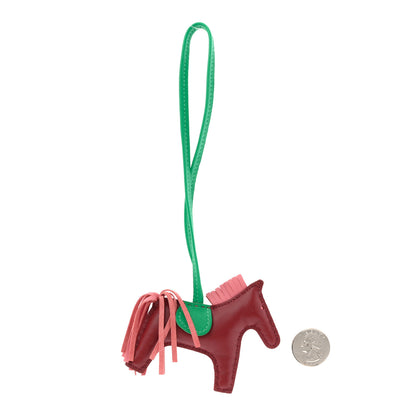 Hermes Milo Lambskin Grigri Rodeo Horse Bag Charm PM Rouge H Rose Indien Menthe 2 of 5