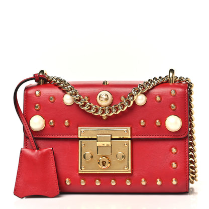 Gucci Calfskin Studded Small Padlock Shoulder Bag Hibiscus Red 1 of 10
