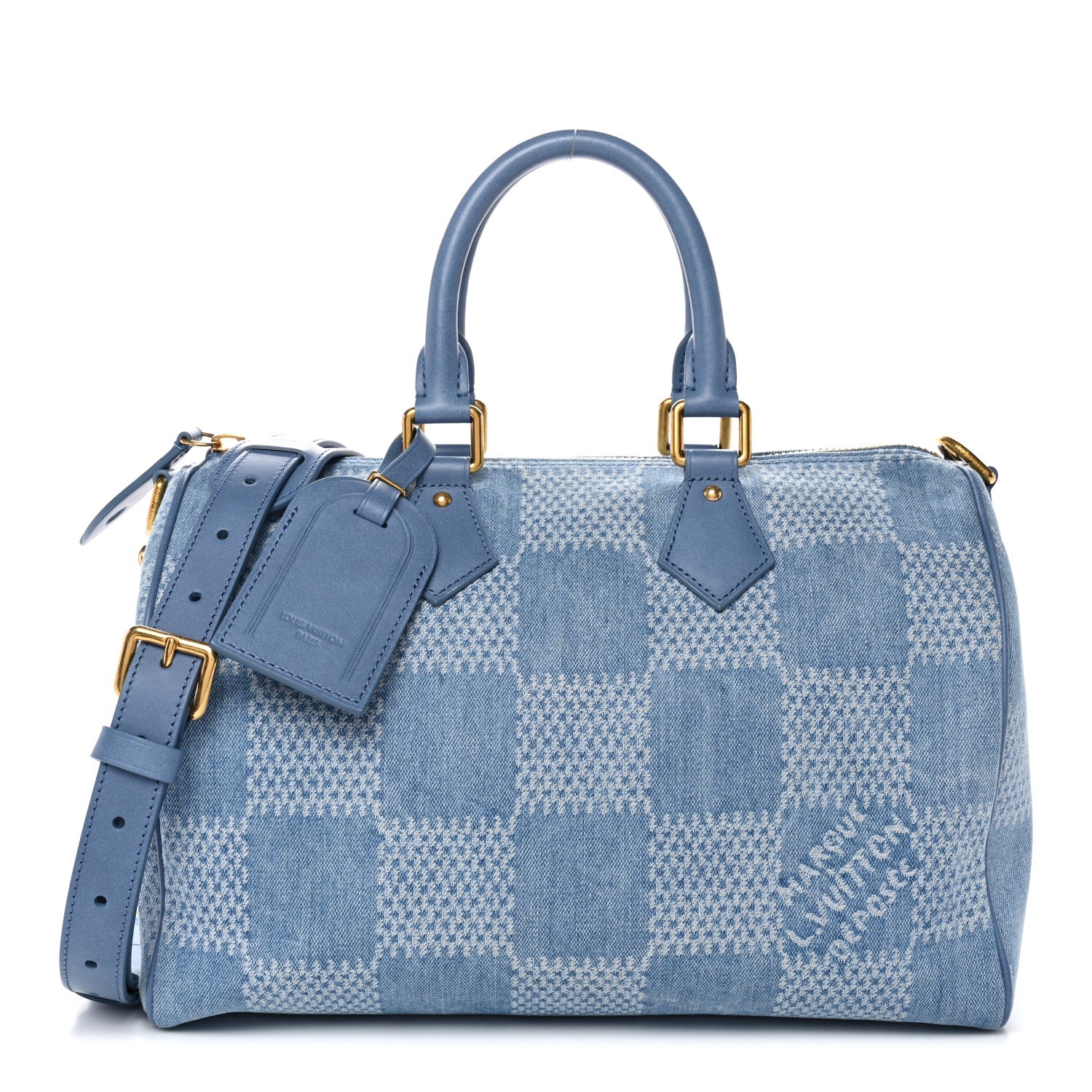Louis Vuitton Damier Denim 3D Speedy Bandouliere 30 Denim Blue 1 of 10