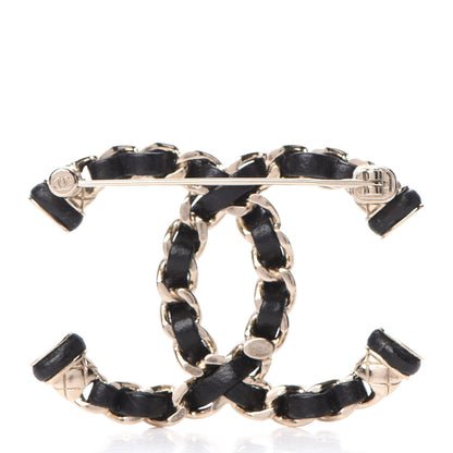 Chanel Lambskin Chain CC Brooch Black Gold 3 of 5