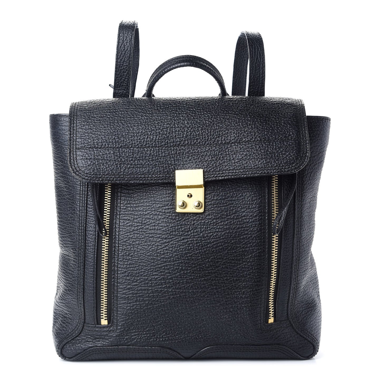 Textured Calfskin Pashli Backpack Black