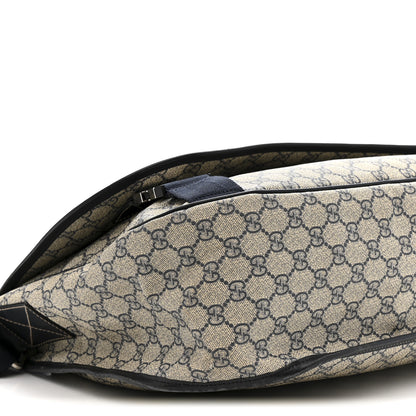 Gucci GG Plus Monogram Large Double Buckle Flap Messenger Bag Beige Navy 9 of 12